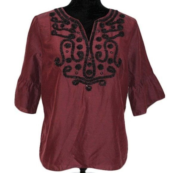 RSVP Tops - RSVP by Talbots Silk Cotton Embellished Blouse